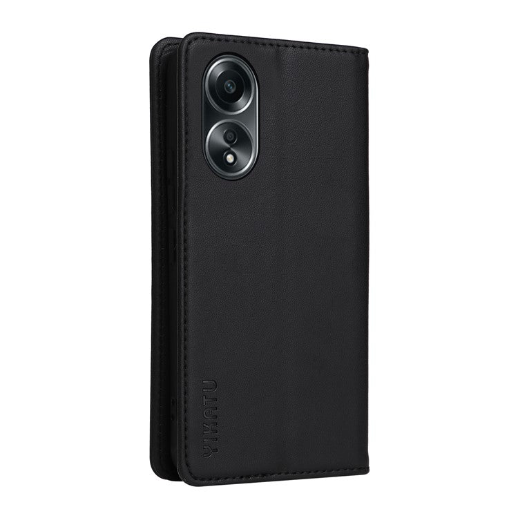 YIKATU YK-001 For Oppo A58 4G Case Magnetic Adsorption Wallet Leather Smartphone Cover - Black