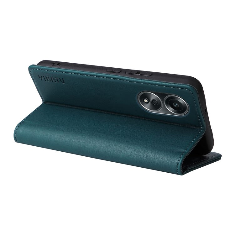 YIKATU YK-001 For Oppo A58 4G Case Magnetic Adsorption Wallet Leather Smartphone Cover - Green