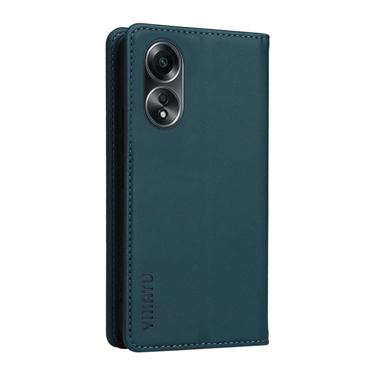 YIKATU YK-001 For Oppo A58 4G Case Magnetic Adsorption Wallet Leather Smartphone Cover - Green