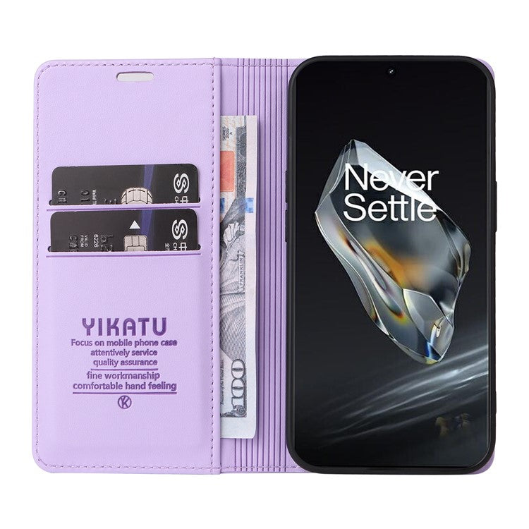 YIKATU YK-001 For OnePlus 12 5G Wallet Case PU Leather Phone Cover Magnetic Closing - Light Purple