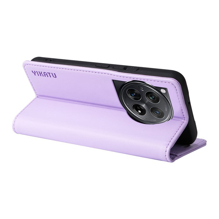 YIKATU YK-001 For OnePlus 12 5G Wallet Case PU Leather Phone Cover Magnetic Closing - Light Purple