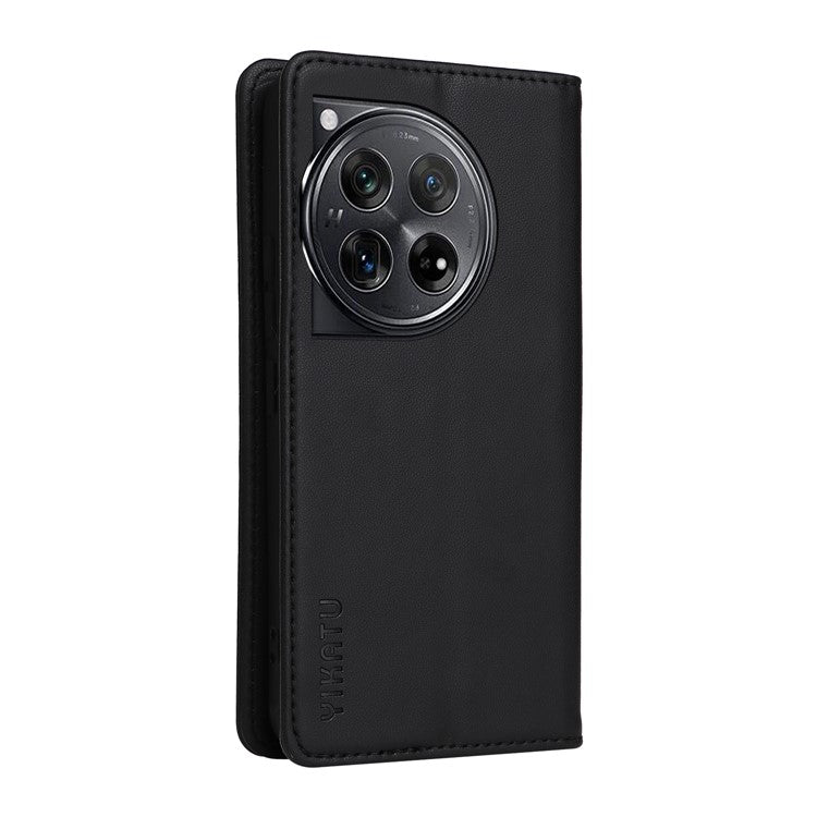 YIKATU YK-001 For OnePlus 12 5G Wallet Case PU Leather Phone Cover Magnetic Closing - Black