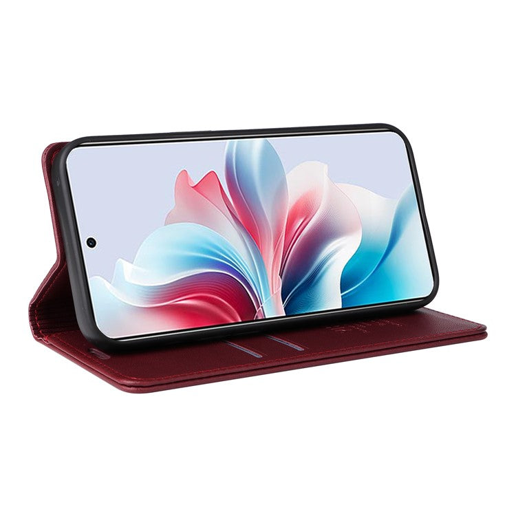 YIKATU YK-001 For Oppo Reno11 F 5G Slim Cover Magnetic Closing Leather Phone Shell - Wine Red