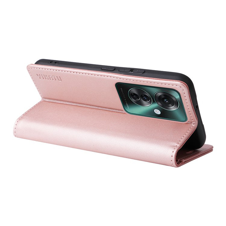 YIKATU YK-001 For Oppo Reno11 F 5G Slim Cover Magnetic Closing Leather Phone Shell - Rose Gold