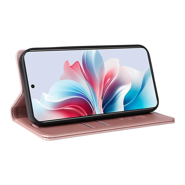 YIKATU YK-001 For Oppo Reno11 F 5G Slim Cover Magnetic Closing Leather Phone Shell - Rose Gold