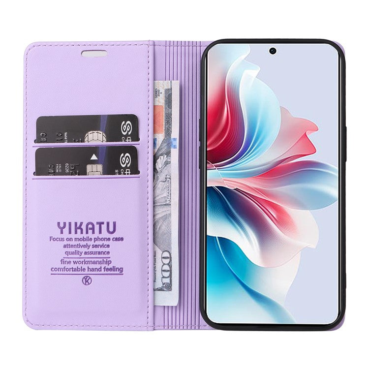 YIKATU YK-001 For Oppo Reno11 F 5G Slim Cover Magnetic Closing Leather Phone Shell - Light Purple