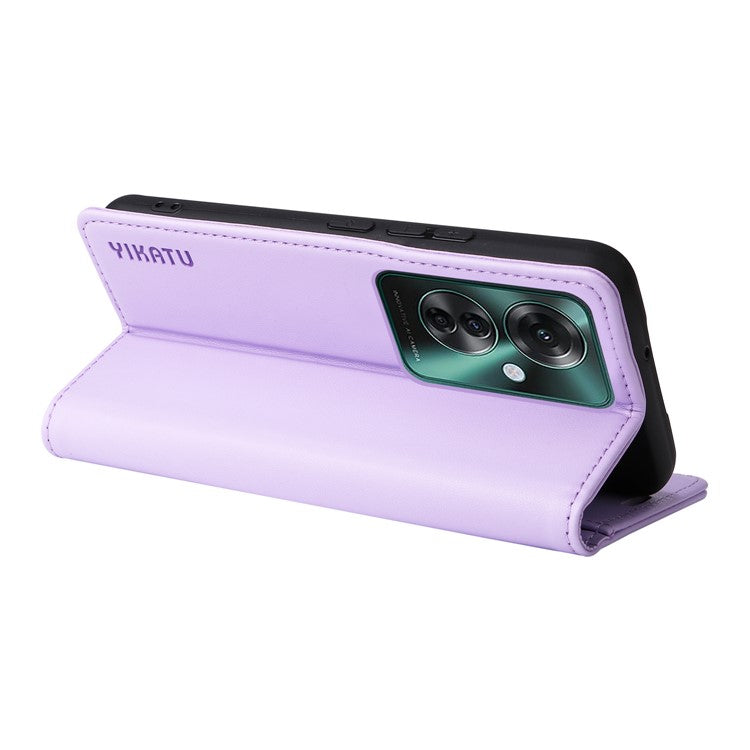 YIKATU YK-001 For Oppo Reno11 F 5G Slim Cover Magnetic Closing Leather Phone Shell - Light Purple