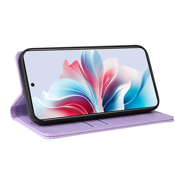 YIKATU YK-001 For Oppo Reno11 F 5G Slim Cover Magnetic Closing Leather Phone Shell - Light Purple
