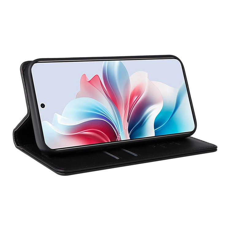 YIKATU YK-001 For Oppo Reno11 F 5G Slim Cover Magnetic Closing Leather Phone Shell - Black