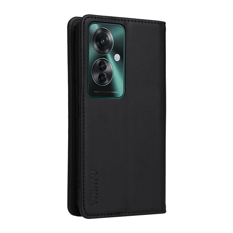YIKATU YK-001 For Oppo Reno11 F 5G Slim Cover Magnetic Closing Leather Phone Shell - Black