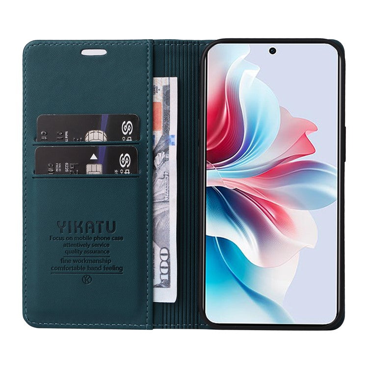 YIKATU YK-001 For Oppo Reno11 F 5G Slim Cover Magnetic Closing Leather Phone Shell - Green