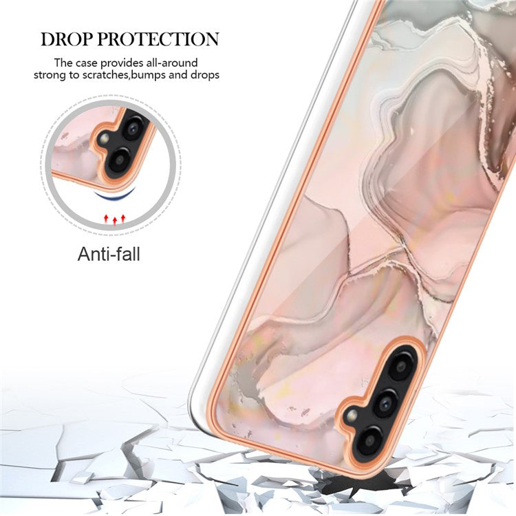YB IMD Series-16 Style-E For Samsung Galaxy A55 5G Case TPU Phone Cover Electroplating Frame Design - Pink