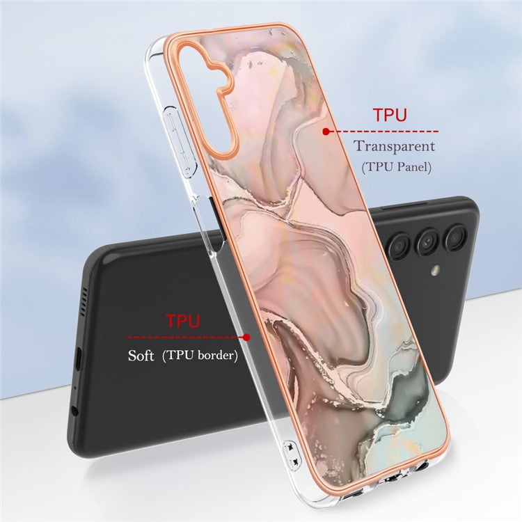 YB IMD Series-16 Style-E For Samsung Galaxy A55 5G Case TPU Phone Cover Electroplating Frame Design - Pink
