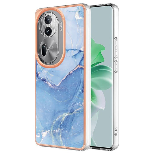 YB IMD Series-16 Style-E For Oppo Reno11 Pro 5G (Global) Phone Case 2.0mm Marble Pattern TPU Cover - Blue