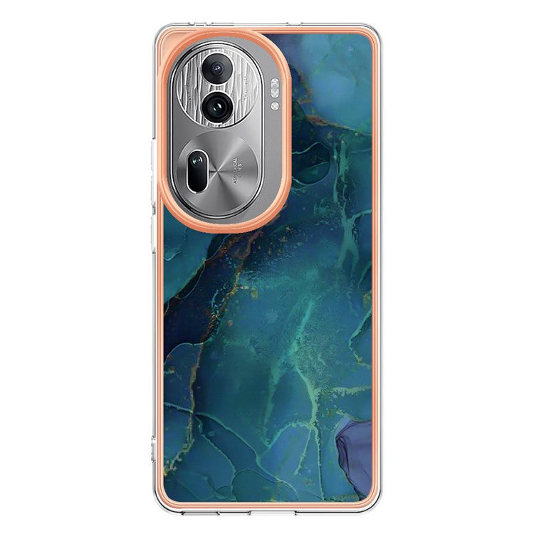 YB IMD Series-16 Style-E For Oppo Reno11 Pro 5G (Global) Phone Case 2.0mm Marble Pattern TPU Cover - Green