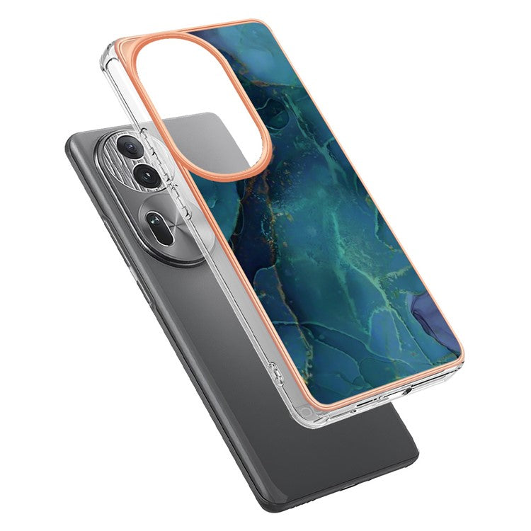 YB IMD Series-16 Style-E For Oppo Reno11 Pro 5G (Global) Phone Case 2.0mm Marble Pattern TPU Cover - Green