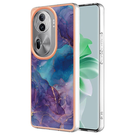 YB IMD Series-16 Style-E For Oppo Reno11 Pro 5G (Global) Phone Case 2.0mm Marble Pattern TPU Cover - Purple