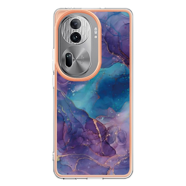 YB IMD Series-16 Style-E For Oppo Reno11 Pro 5G (Global) Phone Case 2.0mm Marble Pattern TPU Cover - Purple