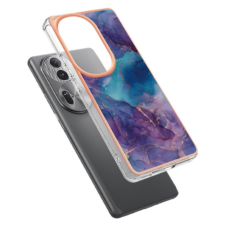 YB IMD Series-16 Style-E For Oppo Reno11 Pro 5G (Global) Phone Case 2.0mm Marble Pattern TPU Cover - Purple