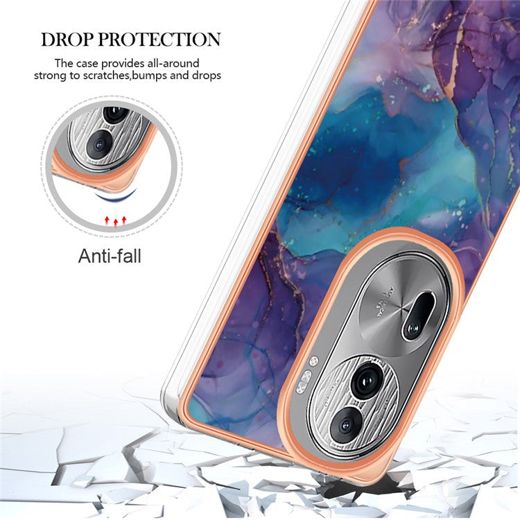 YB IMD Series-16 Style-E For Oppo Reno11 Pro 5G (Global) Phone Case 2.0mm Marble Pattern TPU Cover - Purple