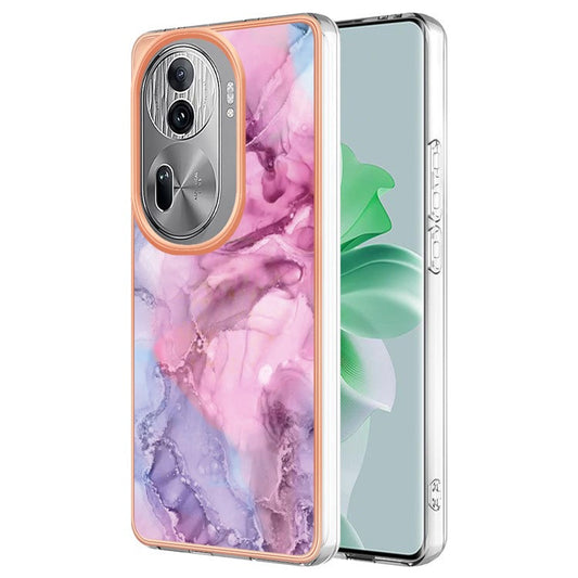 YB IMD Series-16 Style-E For Oppo Reno11 Pro 5G (Global) Phone Case 2.0mm Marble Pattern TPU Cover - Rose