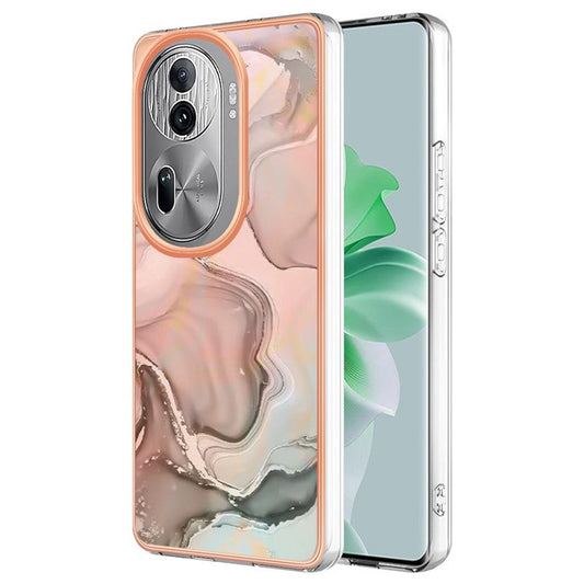 YB IMD Series-16 Style-E For Oppo Reno11 Pro 5G (Global) Phone Case 2.0mm Marble Pattern TPU Cover - Pink
