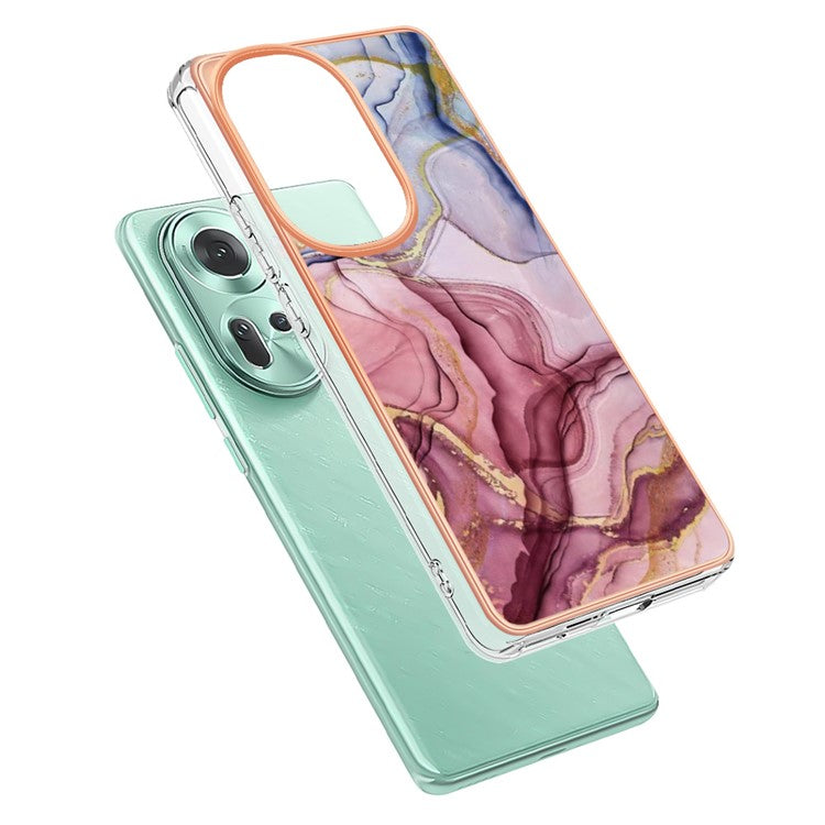 YB IMD Series-16 Style-E For Oppo Reno11 5G (Global) Flexible TPU Case Electroplating Edge Phone Cover - Rose Gold