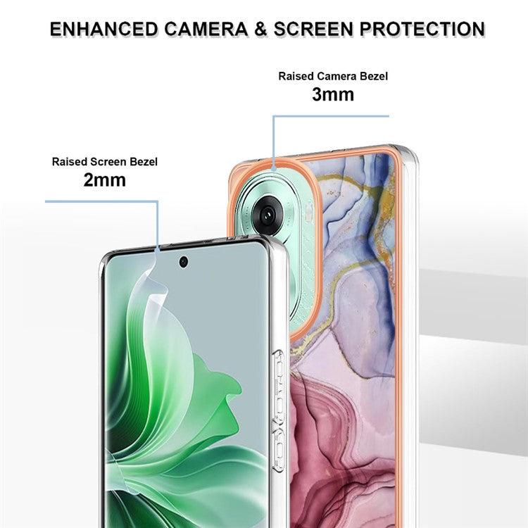 YB IMD Series-16 Style-E For Oppo Reno11 5G (Global) Flexible TPU Case Electroplating Edge Phone Cover - Rose Gold