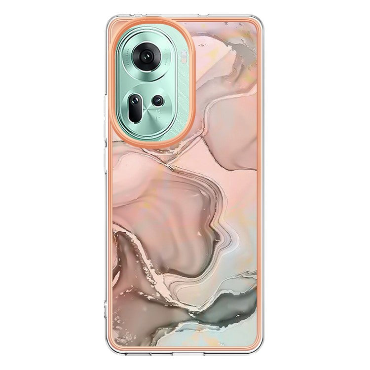 YB IMD Series-16 Style-E For Oppo Reno11 5G (Global) Flexible TPU Case Electroplating Edge Phone Cover - Pink
