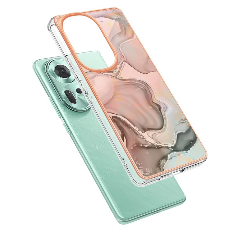 YB IMD Series-16 Style-E For Oppo Reno11 5G (Global) Flexible TPU Case Electroplating Edge Phone Cover - Pink