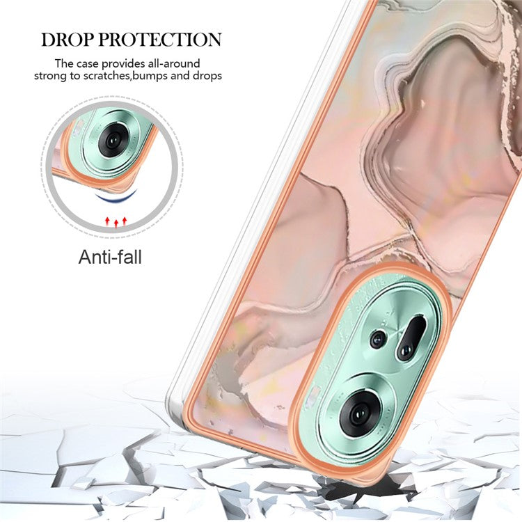 YB IMD Series-16 Style-E For Oppo Reno11 5G (Global) Flexible TPU Case Electroplating Edge Phone Cover - Pink