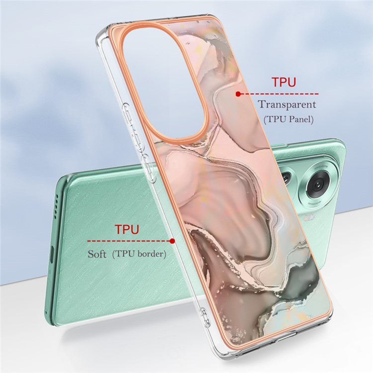 YB IMD Series-16 Style-E For Oppo Reno11 5G (Global) Flexible TPU Case Electroplating Edge Phone Cover - Pink