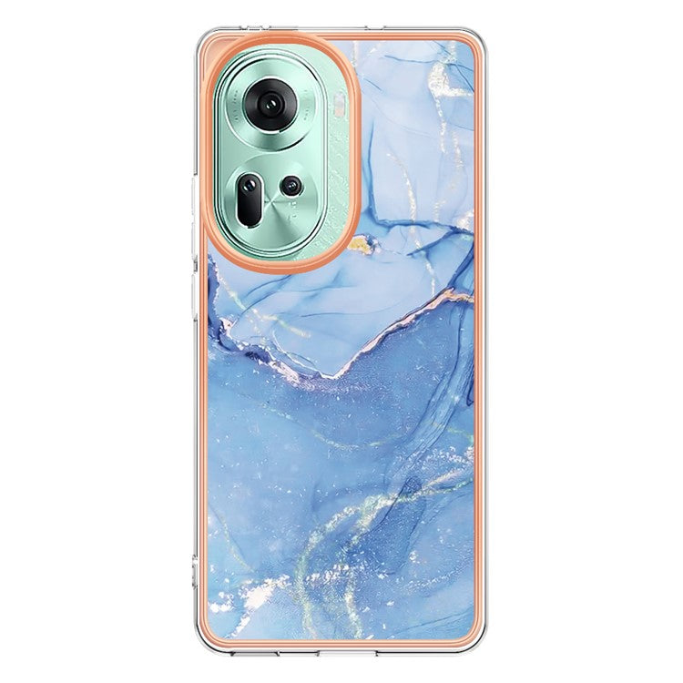 YB IMD Series-16 Style-E For Oppo Reno11 5G (Global) Flexible TPU Case Electroplating Edge Phone Cover - Blue