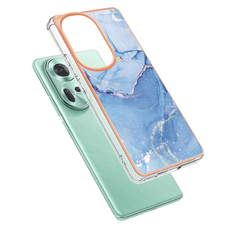 YB IMD Series-16 Style-E For Oppo Reno11 5G (Global) Flexible TPU Case Electroplating Edge Phone Cover - Blue