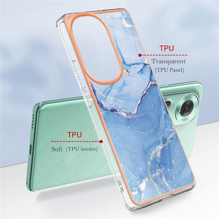 YB IMD Series-16 Style-E For Oppo Reno11 5G (Global) Flexible TPU Case Electroplating Edge Phone Cover - Blue