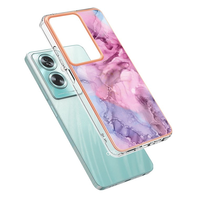 YB IMD Series-16 Style-E For Oppo A79 5G / A2 5G Marble Pattern Case 2.0mm TPU Electroplated Phone Cover - Rose