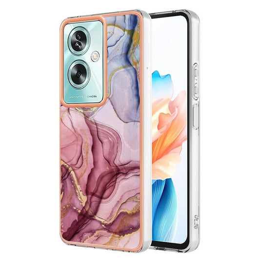 YB IMD Series-16 Style-E For Oppo A79 5G / A2 5G Marble Pattern Case 2.0mm TPU Electroplated Phone Cover - Rose Gold