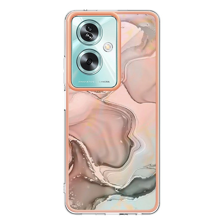 YB IMD Series-16 Style-E For Oppo A79 5G / A2 5G Marble Pattern Case 2.0mm TPU Electroplated Phone Cover - Pink