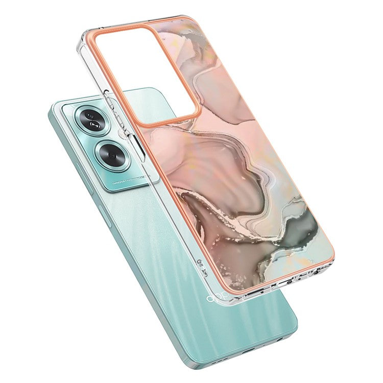 YB IMD Series-16 Style-E For Oppo A79 5G / A2 5G Marble Pattern Case 2.0mm TPU Electroplated Phone Cover - Pink