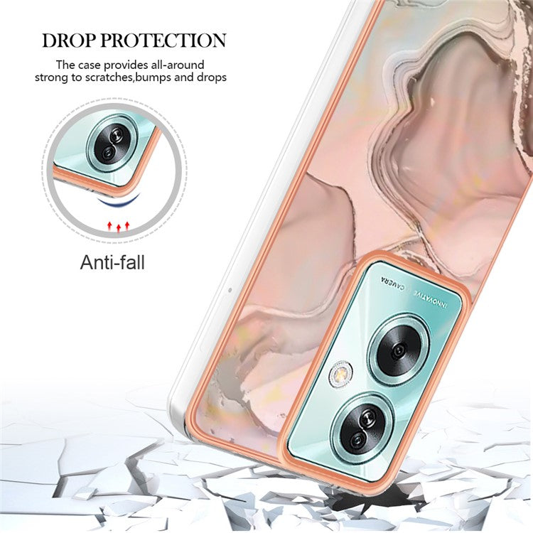 YB IMD Series-16 Style-E For Oppo A79 5G / A2 5G Marble Pattern Case 2.0mm TPU Electroplated Phone Cover - Pink