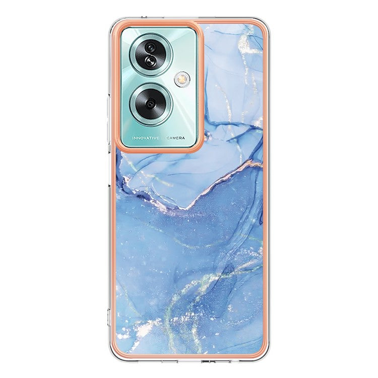 YB IMD Series-16 Style-E For Oppo A79 5G / A2 5G Marble Pattern Case 2.0mm TPU Electroplated Phone Cover - Blue