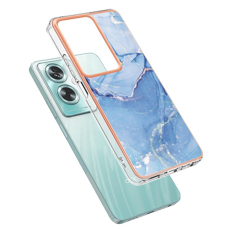 YB IMD Series-16 Style-E For Oppo A79 5G / A2 5G Marble Pattern Case 2.0mm TPU Electroplated Phone Cover - Blue