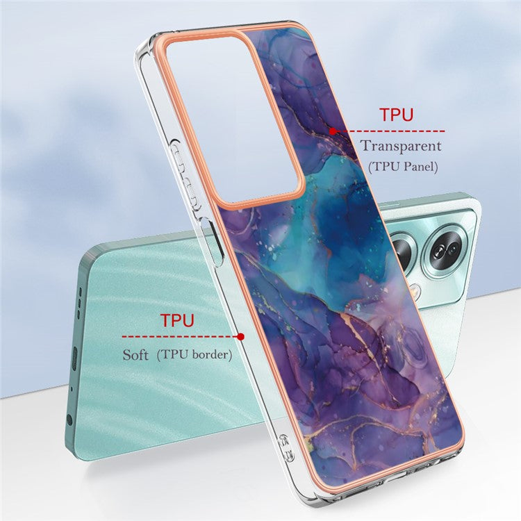 YB IMD Series-16 Style-E For Oppo A79 5G / A2 5G Marble Pattern Case 2.0mm TPU Electroplated Phone Cover - Purple