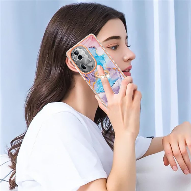 YB IMD Series-6 For Oppo Reno11 Pro 5G (Global) Phone Case TPU Phone Protective Cover Electroplating Design - Milky Way Marble Blue