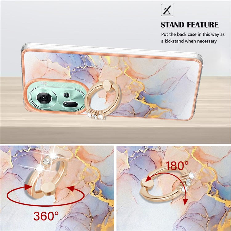 YB IMD Series-6 For Oppo Reno11 5G (Global) Case Electroplating Kickstand Soft TPU Phone Cover - Milky Way Marble White