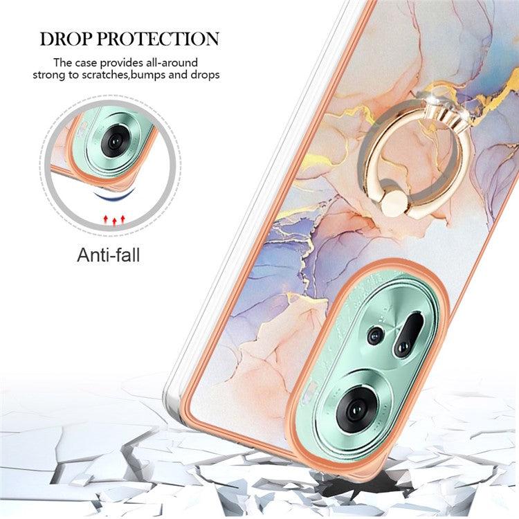 YB IMD Series-6 For Oppo Reno11 5G (Global) Case Electroplating Kickstand Soft TPU Phone Cover - Milky Way Marble White