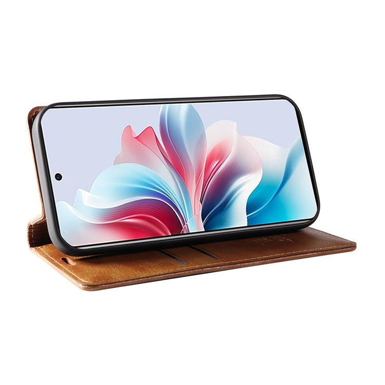 YIKATU YK-006 For Oppo Reno11 F 5G Case Litchi Texture Magnetic Closing Leather Phone Cover - Brown