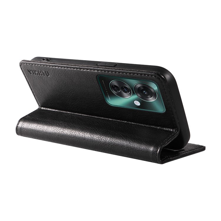 YIKATU YK-006 For Oppo Reno11 F 5G Case Litchi Texture Magnetic Closing Leather Phone Cover - Black