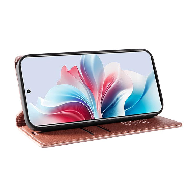 YIKATU YK-006 For Oppo Reno11 F 5G Case Litchi Texture Magnetic Closing Leather Phone Cover - Rose Gold