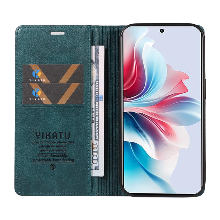 YIKATU YK-006 For Oppo Reno11 F 5G Case Litchi Texture Magnetic Closing Leather Phone Cover - Blue